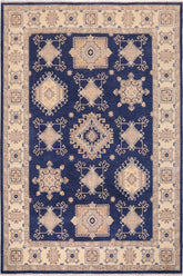 handmade Traditional Kafkaz Blue Beige Hand Knotted RECTANGLE 100% WOOL area rug 10 x 13